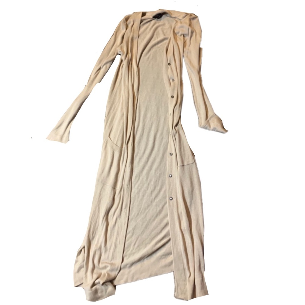 Long Tan Cardigan with Buttons